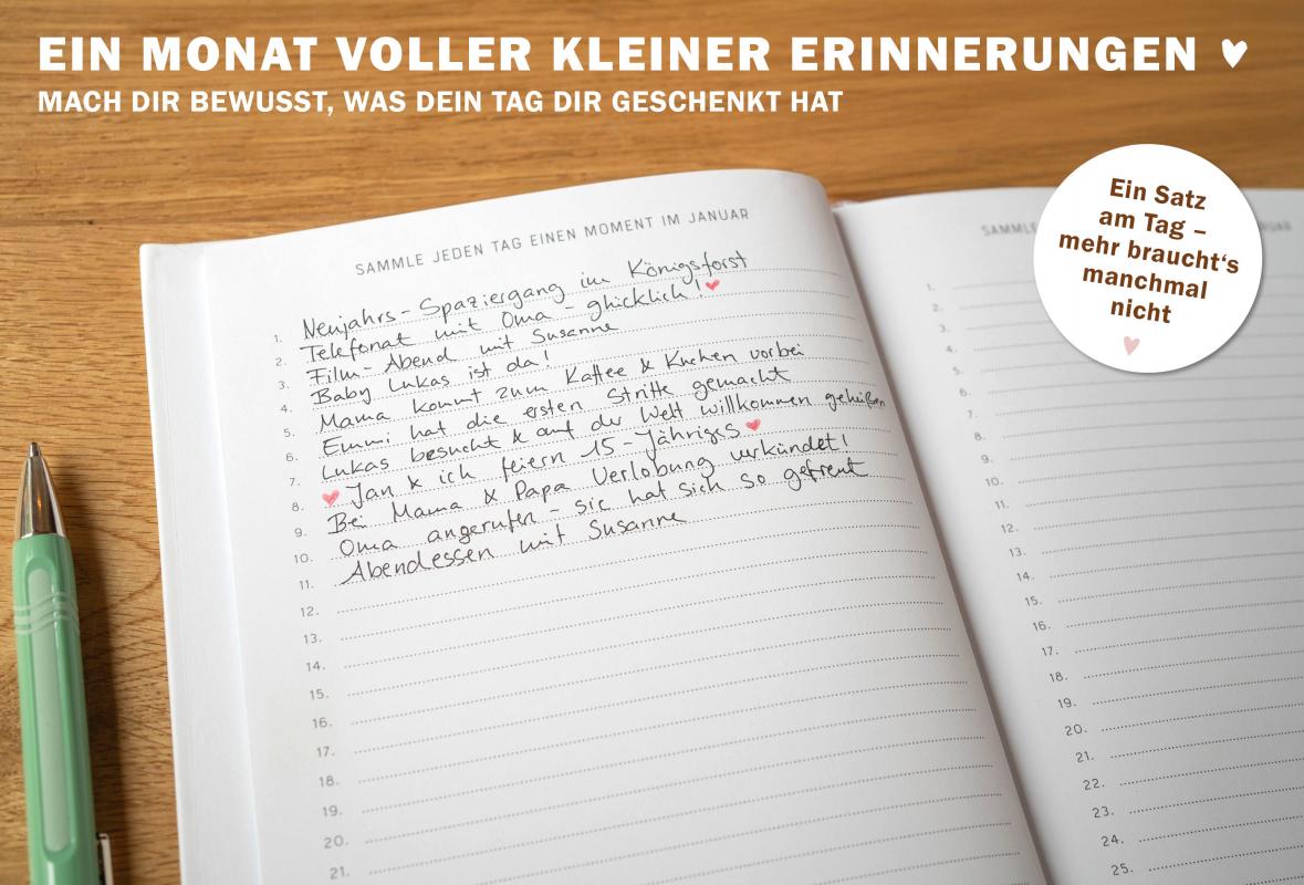 Notizbuch & Erinnerungsalbum für große Momente und besondere Augenblicke, Weiß Beige